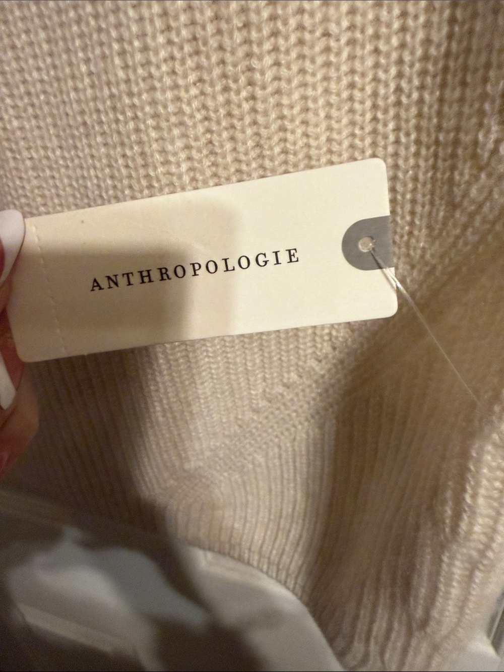 Anthropologie Cream Ribbed Mock Neck Sweater Vest - Picture 2 of 11